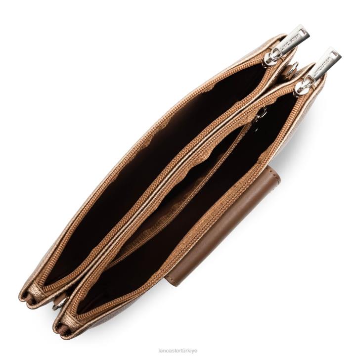 kadınlar çift ​​kavramalı maya yeni cuivre-şampanya-vison Lancaster Paris çanta H0LP678