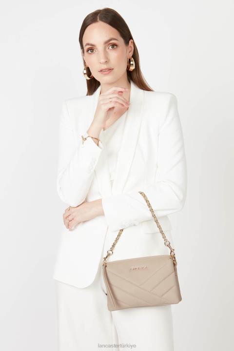 kadınlar küçük debriyaj yumuşak matelasse bej Lancaster Paris çanta H0LP1027