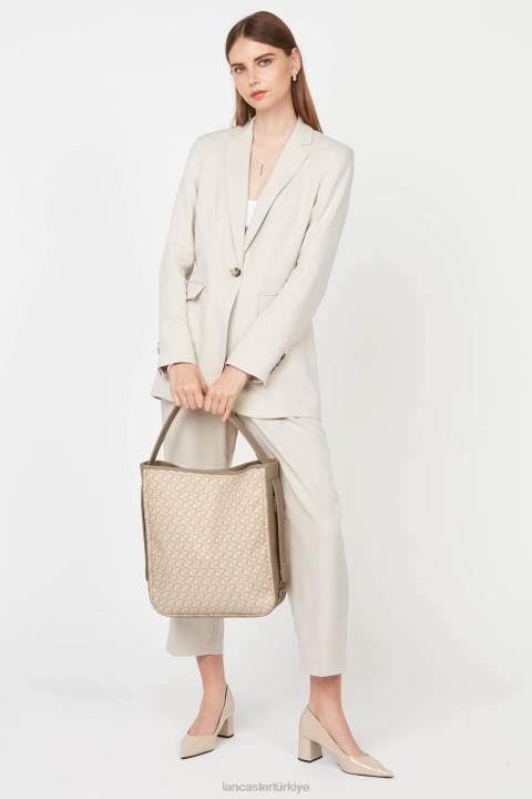 kadınlar büyük kova çanta simgesi bej Lancaster Paris çanta H0LP4551
