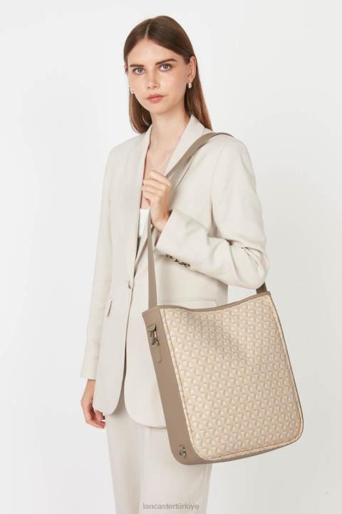 kadınlar büyük kova çanta simgesi bej Lancaster Paris çanta H0LP4551