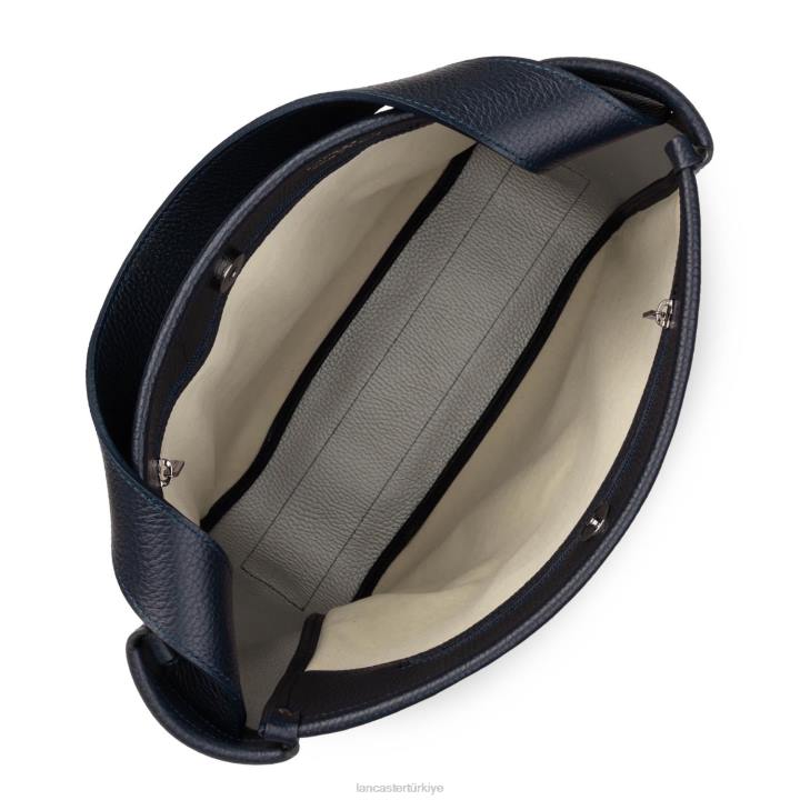 kadınlar büyük kova çantası foulonne çift kişilik bleu fonce-in-argent Lancaster Paris çanta H0LP3300