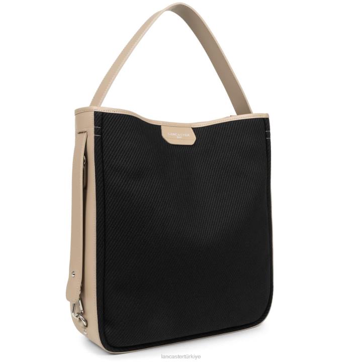 kadınlar büyük kova çantası gerçek midi noir-çıplak Lancaster Paris çanta H0LP3276