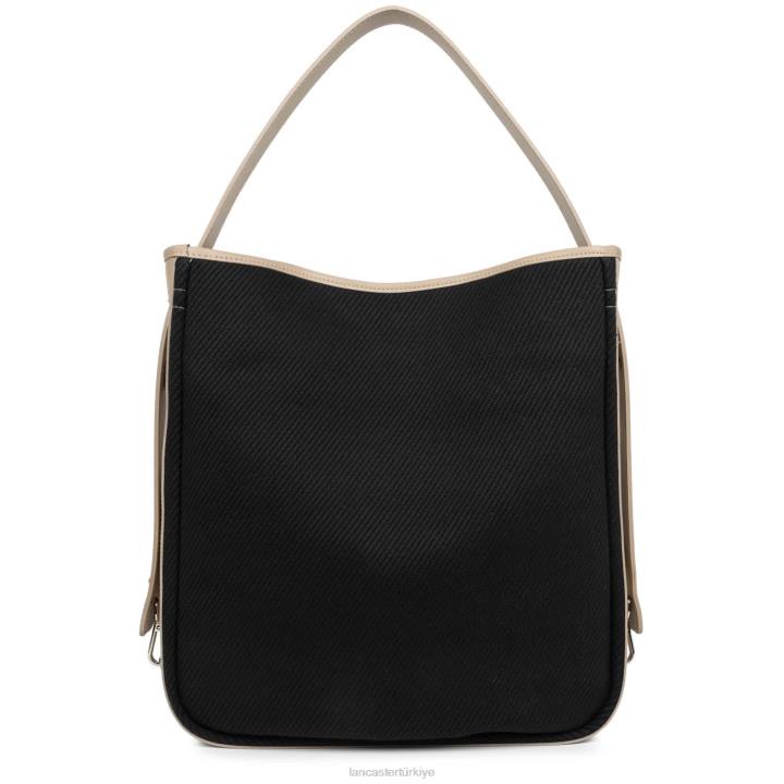 kadınlar büyük kova çantası gerçek midi noir-çıplak Lancaster Paris çanta H0LP3276