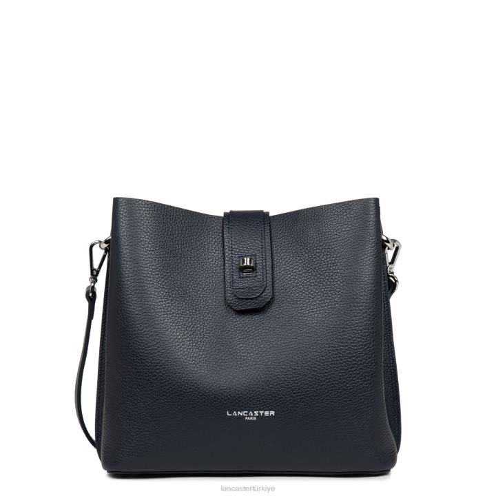 kadınlar küçük kova çantası foulonne çift kişilik bleu fonce-in-argent Lancaster Paris çanta H0LP3825