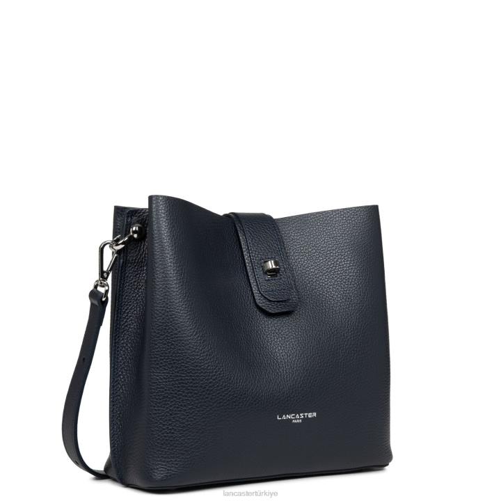 kadınlar küçük kova çantası foulonne çift kişilik bleu fonce-in-argent Lancaster Paris çanta H0LP3825