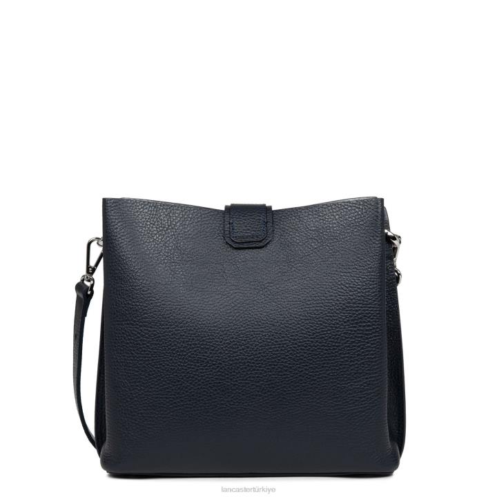 kadınlar küçük kova çantası foulonne çift kişilik bleu fonce-in-argent Lancaster Paris çanta H0LP3825