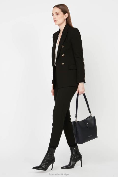 kadınlar küçük kova çantası foulonne çift kişilik bleu fonce-in-argent Lancaster Paris çanta H0LP3825