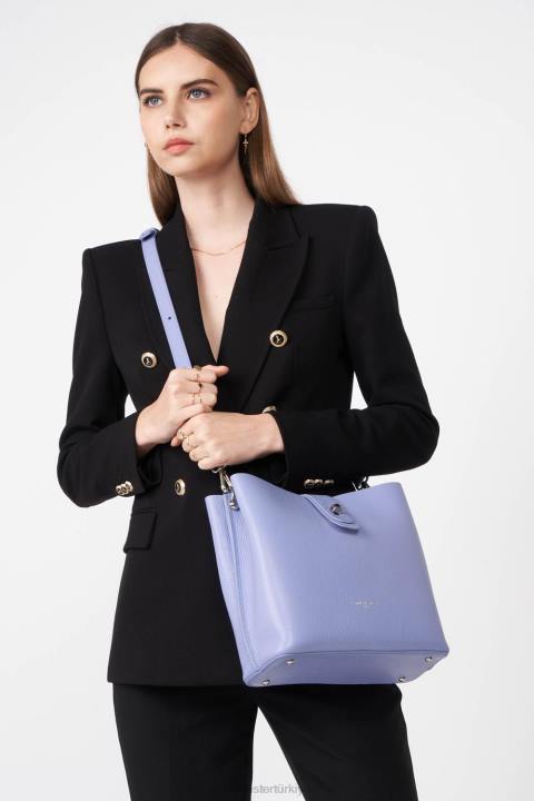 kadınlar küçük kova çantası foulonne çift kişilik ekru lavand Lancaster Paris çanta H0LP3819