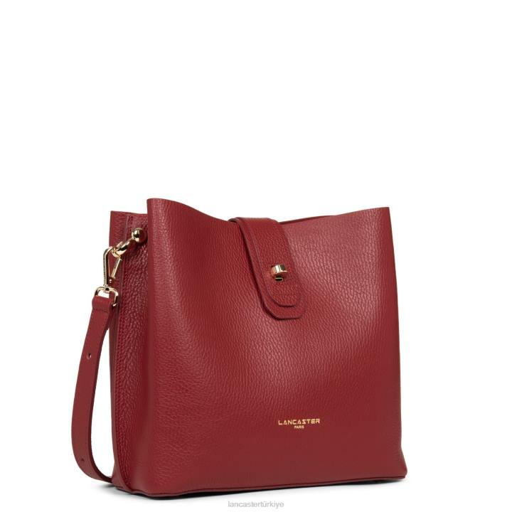 kadınlar küçük kova çantası foulonne çift kişilik kızarık karmin Lancaster Paris çanta H0LP3821