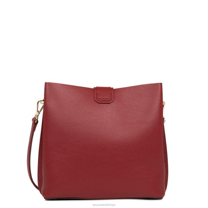 kadınlar küçük kova çantası foulonne çift kişilik kızarık karmin Lancaster Paris çanta H0LP3821