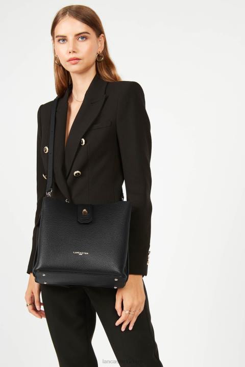 kadınlar küçük kova çantası foulonne çift kişilik noir-in-çıplak Lancaster Paris çanta H0LP3826