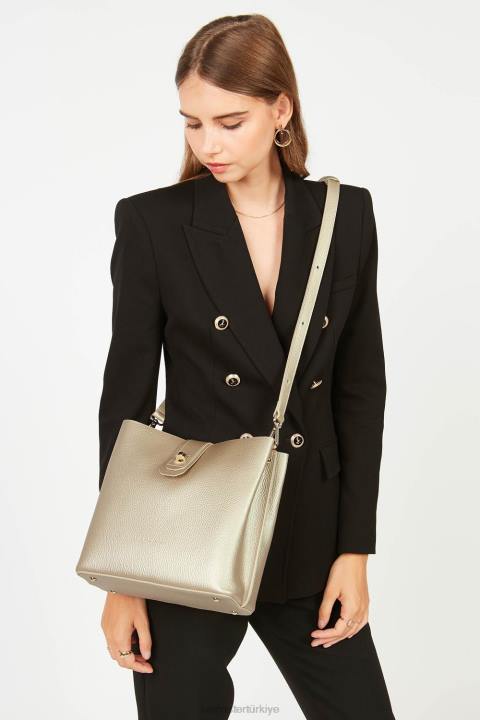 kadınlar küçük kova çantası foulonne çift kişilik çıplak şampanya Lancaster Paris çanta H0LP3824