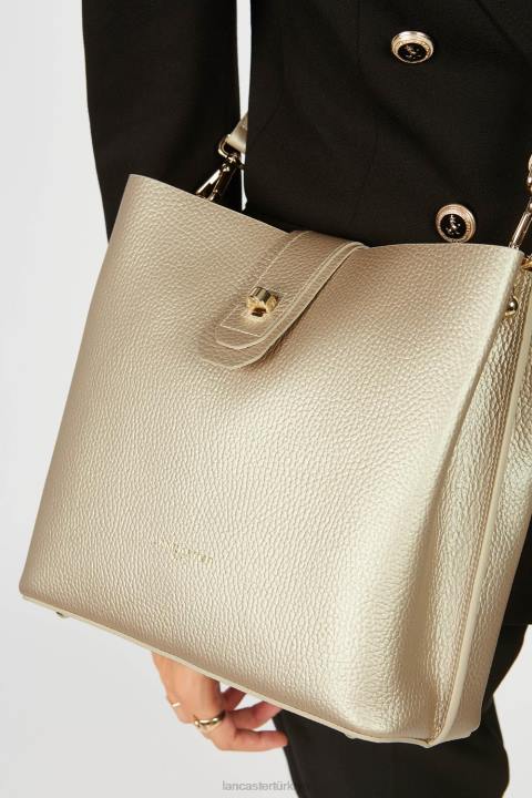 kadınlar küçük kova çantası foulonne çift kişilik çıplak şampanya Lancaster Paris çanta H0LP3824