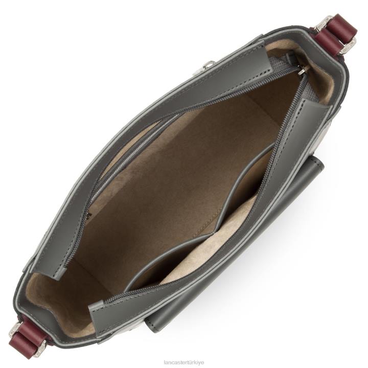 kadınlar kova çantası pürüzsüz gris bleu fonce-bordo Lancaster Paris çanta H0LP4286