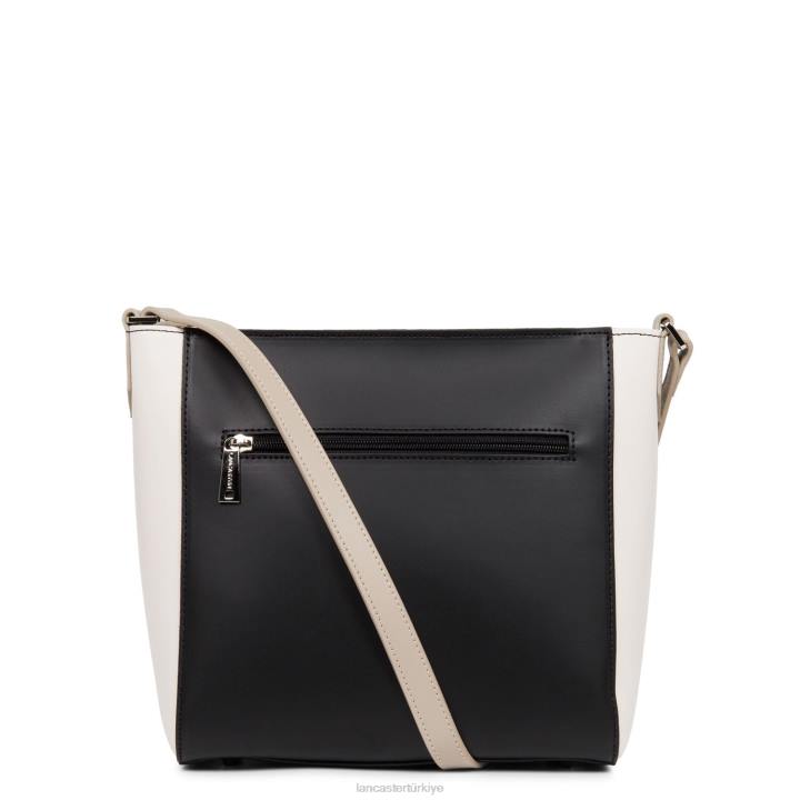 kadınlar kova çantası pürüzsüz noir-ekru-galet gülü Lancaster Paris çanta H0LP4278