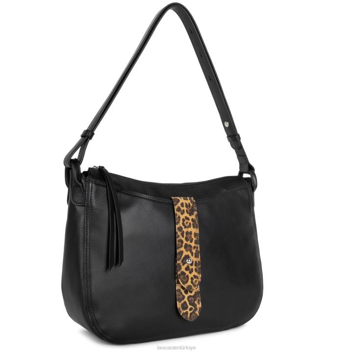 kadınlar kova çantası yumuşak vintage kara leopar Lancaster Paris çanta H0LP3687