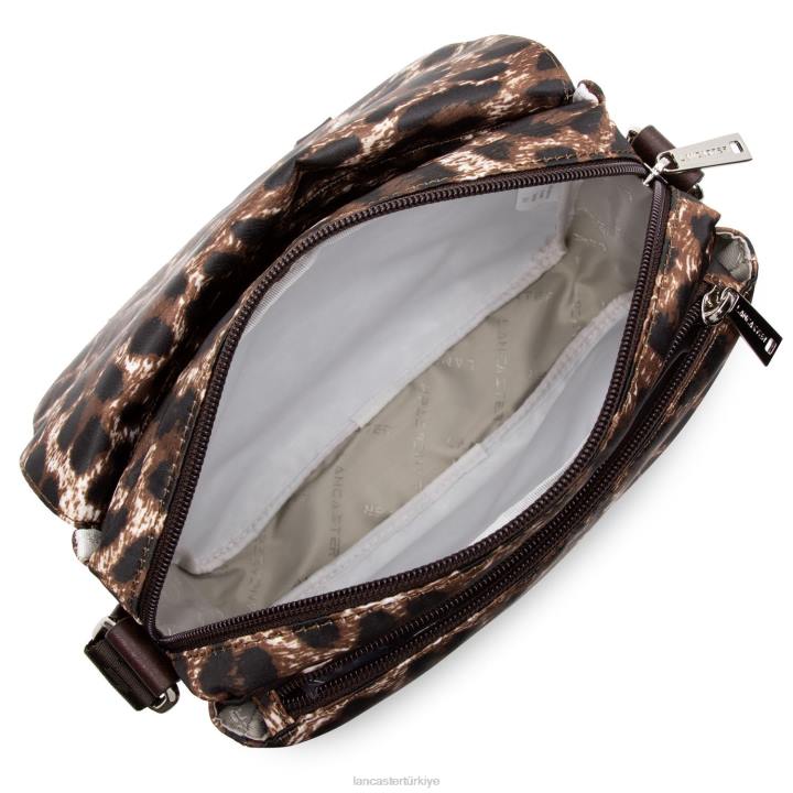 kadınlar askılı çanta temel spor kestane rengi leopar Lancaster Paris çanta H0LP4093