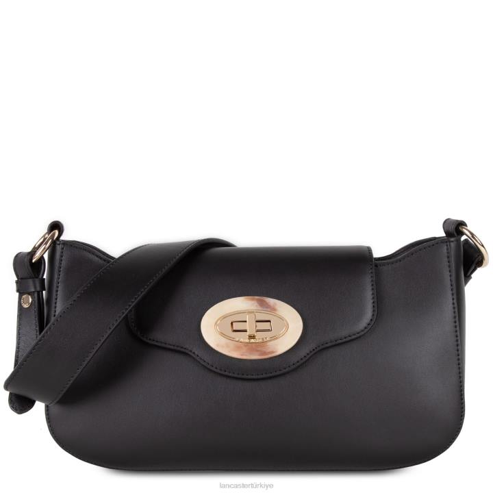 kadınlar omuz çantası mermer dokunuşu kara Lancaster Paris çanta H0LP4239