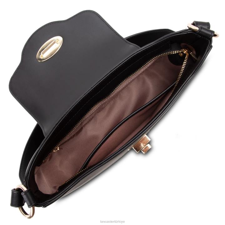 kadınlar omuz çantası mermer dokunuşu kara Lancaster Paris çanta H0LP4239