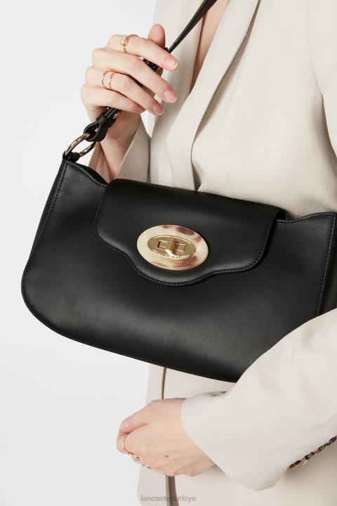 kadınlar omuz çantası mermer dokunuşu kara Lancaster Paris çanta H0LP4239