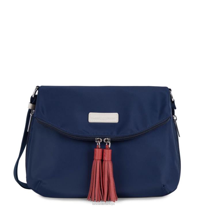 kadınlar omuz çantası temel ponpon bleu fonce-bej-allık Lancaster Paris çanta H0LP4041