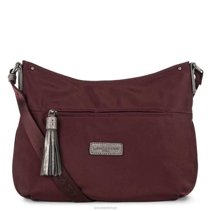 kadınlar omuz çantası temel ponpon bordo-gun metal Lancaster Paris çanta H0LP4048