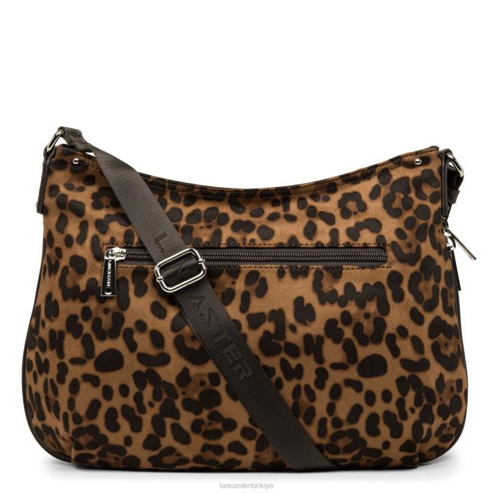 kadınlar omuz çantası temel ponpon kestane rengi leopar Lancaster Paris çanta H0LP4049