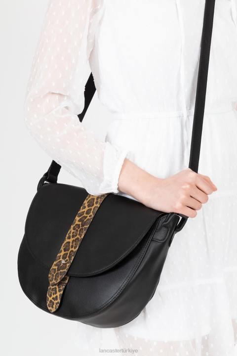 kadınlar omuz çantası yumuşak vintage kara leopar Lancaster Paris çanta H0LP4421