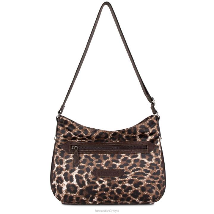 kadınlar omuzdan askili çanta temel spor kestane rengi leopar Lancaster Paris çanta H0LP4114