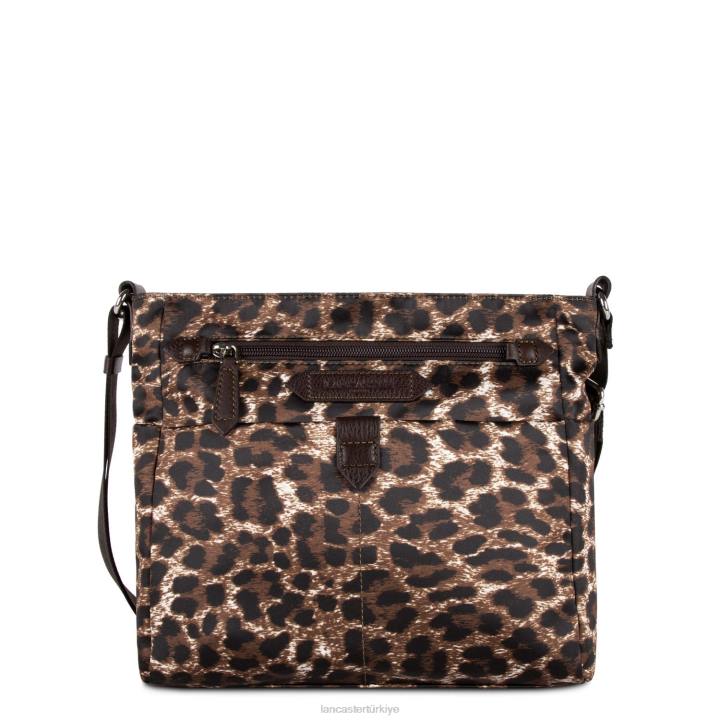 kadınlar omuzdan askili çanta temel spor kestane rengi leopar Lancaster Paris çanta H0LP4310