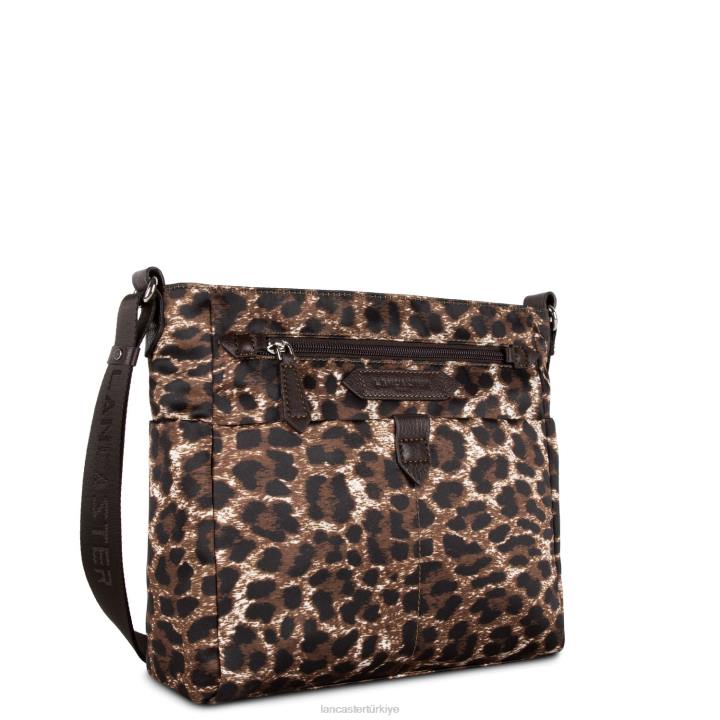 kadınlar omuzdan askili çanta temel spor kestane rengi leopar Lancaster Paris çanta H0LP4310