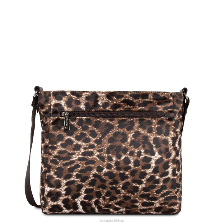 kadınlar omuzdan askili çanta temel spor kestane rengi leopar Lancaster Paris çanta H0LP4310
