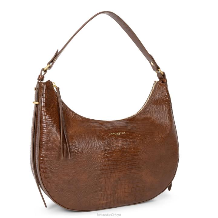 kadınlar büyük berduş çantası egzotik lezard ve timsah cn konyak-lezard Lancaster Paris çanta H0LP3243