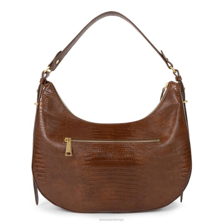 kadınlar büyük berduş çantası egzotik lezard ve timsah cn konyak-lezard Lancaster Paris çanta H0LP3243