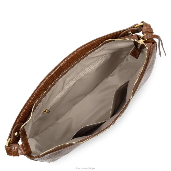 kadınlar büyük berduş çantası egzotik lezard ve timsah cn konyak-lezard Lancaster Paris çanta H0LP3243