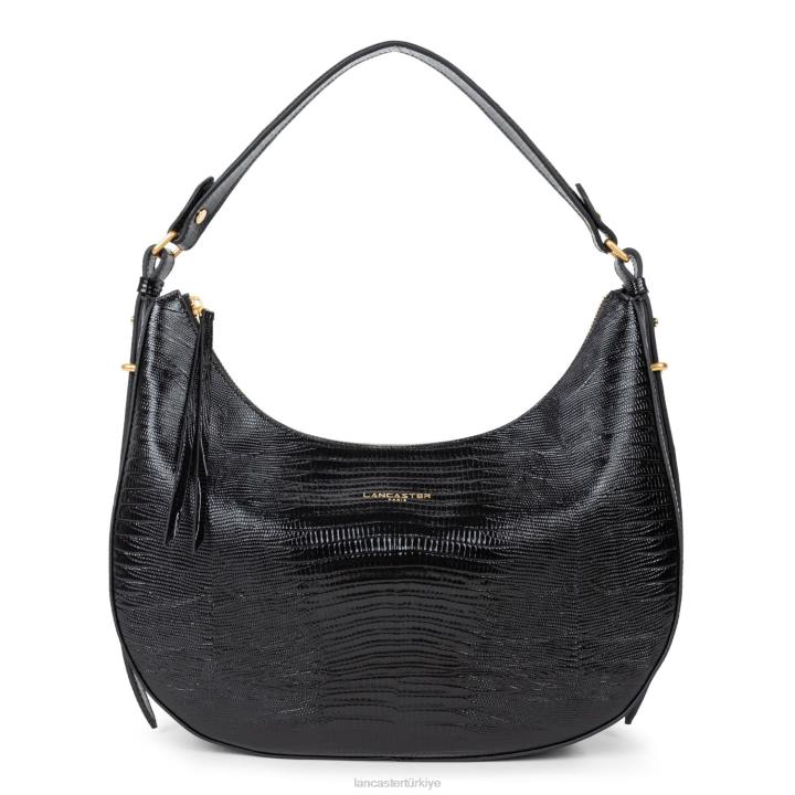 kadınlar büyük berduş çantası egzotik lezard ve timsah cn noir-lezard Lancaster Paris çanta H0LP3242