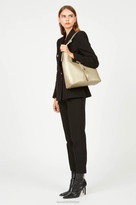 kadınlar büyük berduş çantası foulonne çift kanca çıplak şampanya Lancaster Paris çanta H0LP2882