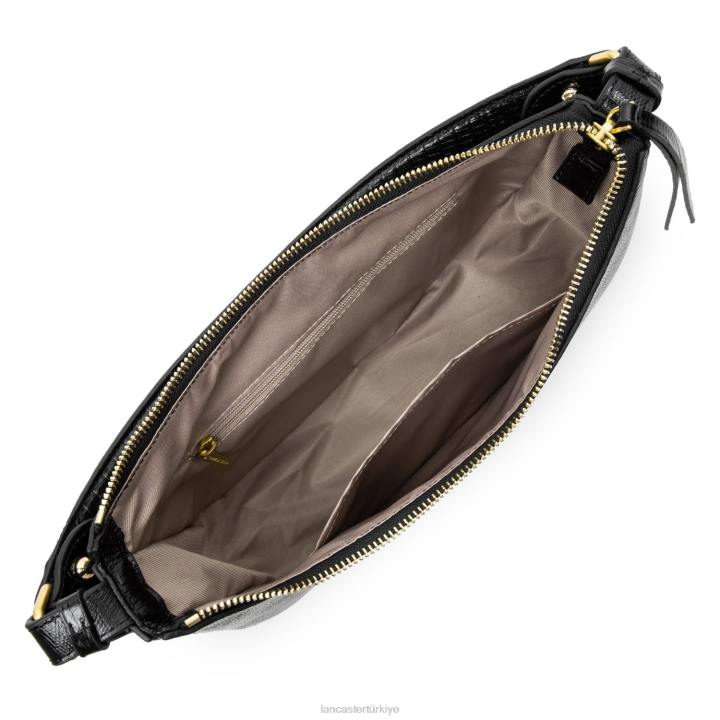 kadınlar m hobo çanta egzotik lezard ve timsah cn noir-lezard Lancaster Paris çanta H0LP3239