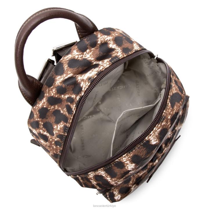 kadınlar sırt çantası temel spor kestane rengi leopar Lancaster Paris çanta H0LP4595